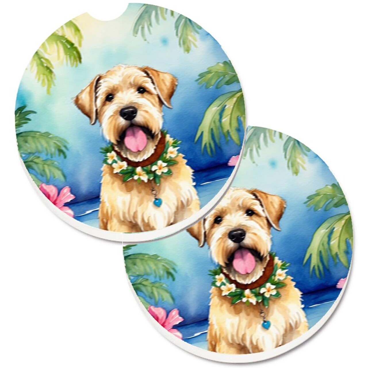 Edge Collections - Multicolor - Beach Scene Car Coasters for Cars Interior